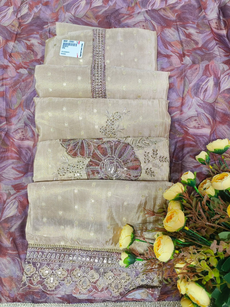 Opulent Beige Banarasi-Inspired Embroidered Suit Set
