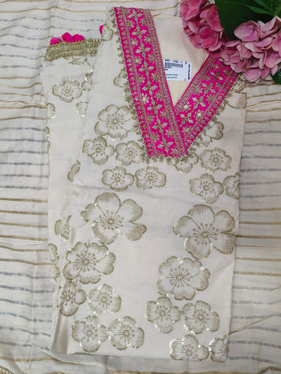 Exquisite Golden Sequined Floral Suit Set in RL