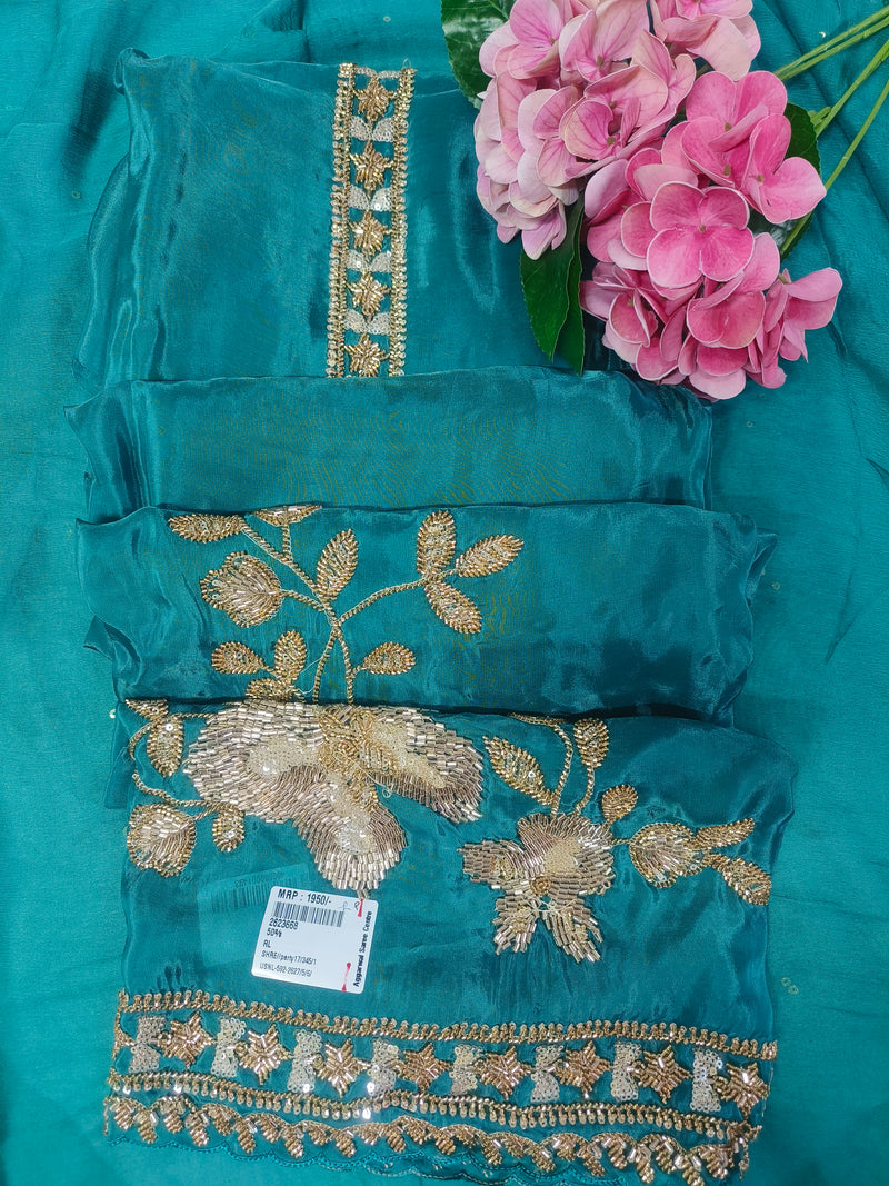 Radiant Lime Green Floral Embellished Designer Suit