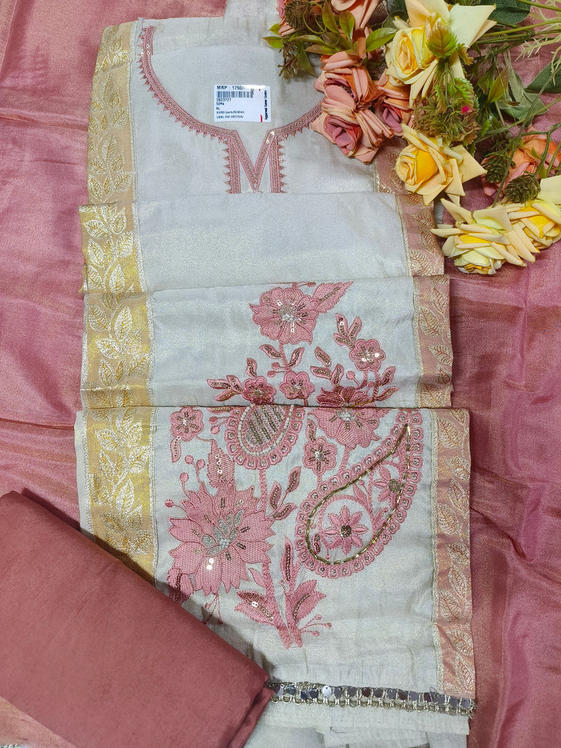 Graceful Peach and Pink Embroidered Salwar Suit Set