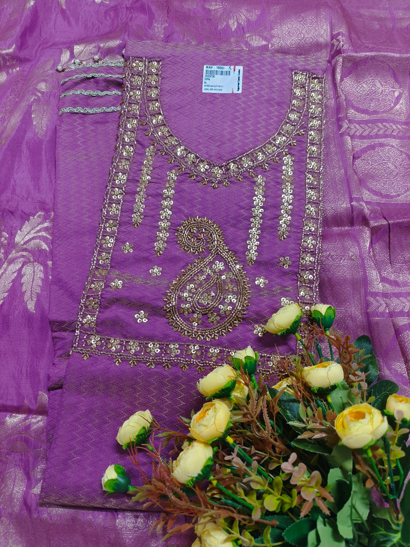 Opulent Plum Purple Paisley Embroidered Suit
