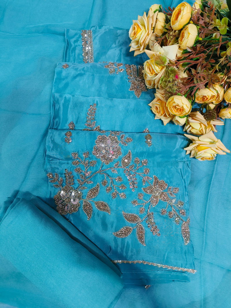 Golden Glint Floral Sequin Embellished Suit