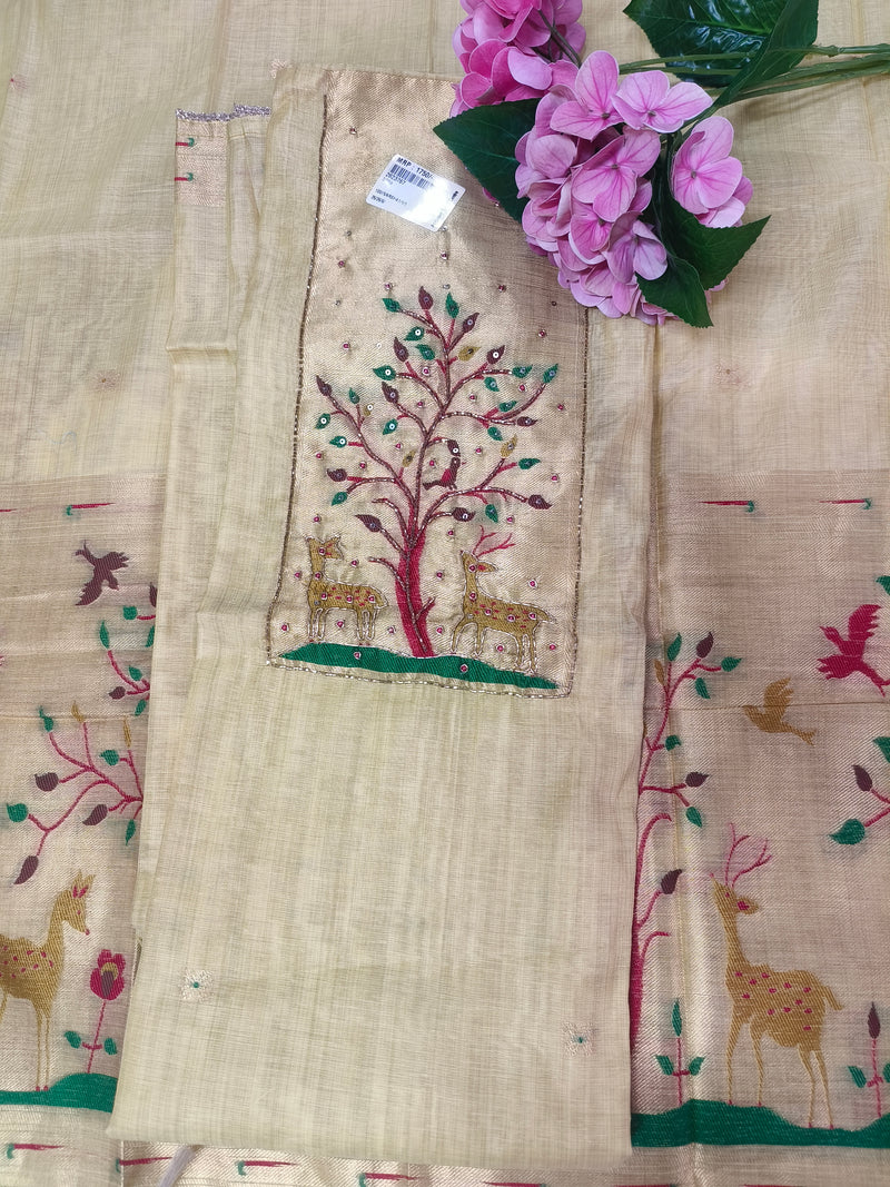 Elegant Beige Embroidered Suit Set with Festive Motifs