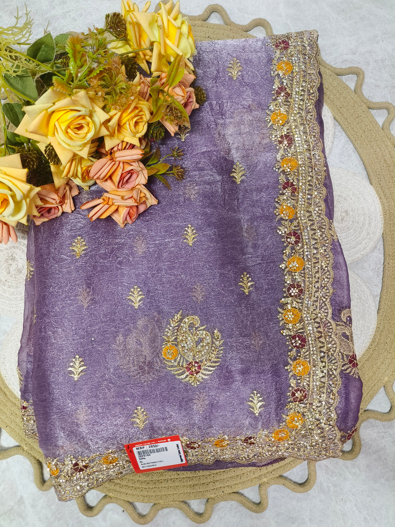 Exquisite Lavender Fancy Designer Saree with Embellished Border