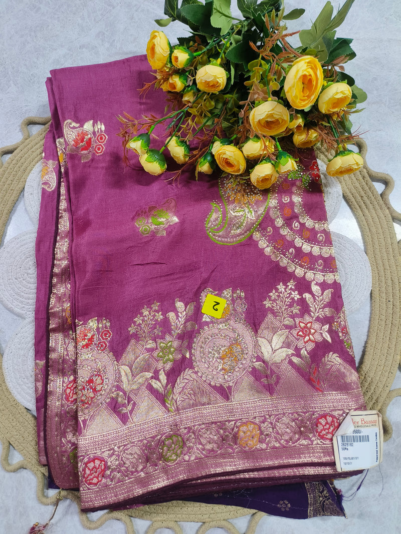 Regal Magenta Banarasi Silk Saree with Traditional Zari Motifs