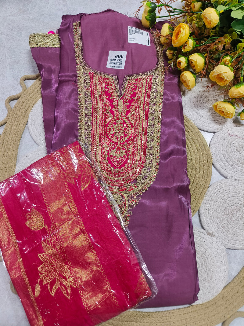 Regal Plum Purple Suit with Heavy Gold Zari Embroidery