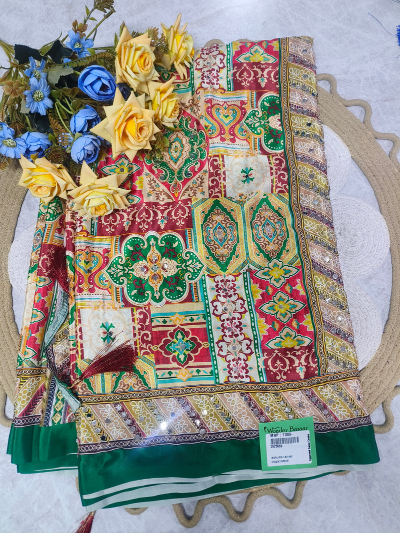 Stunning Multicoloured Kaleidoscope Saree with Mirror Detailing