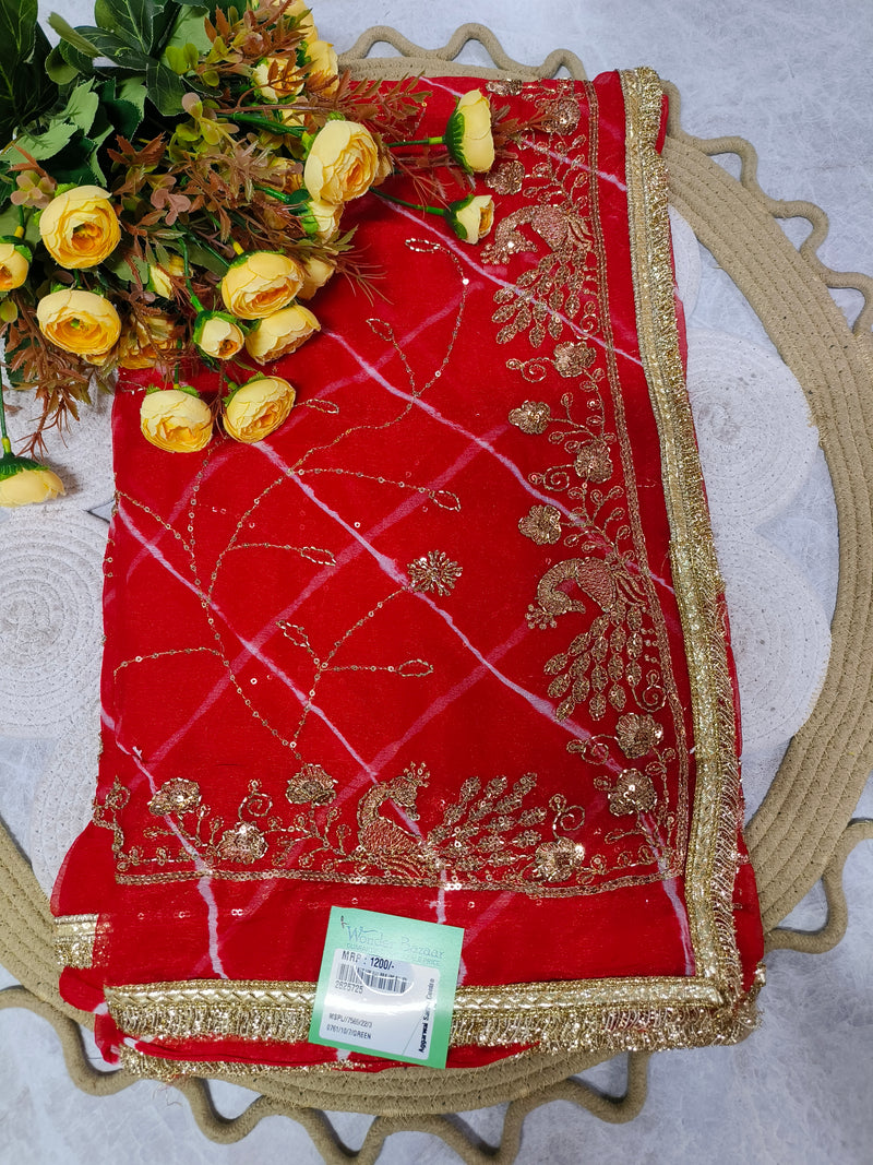 Classic Red Fancy Saree with Intricate Gold Embellishments
