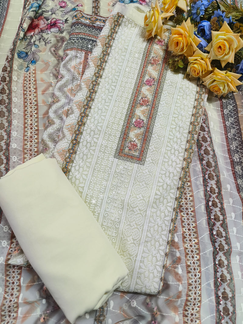 Classic White Embroidered Formal Ethnic Suit