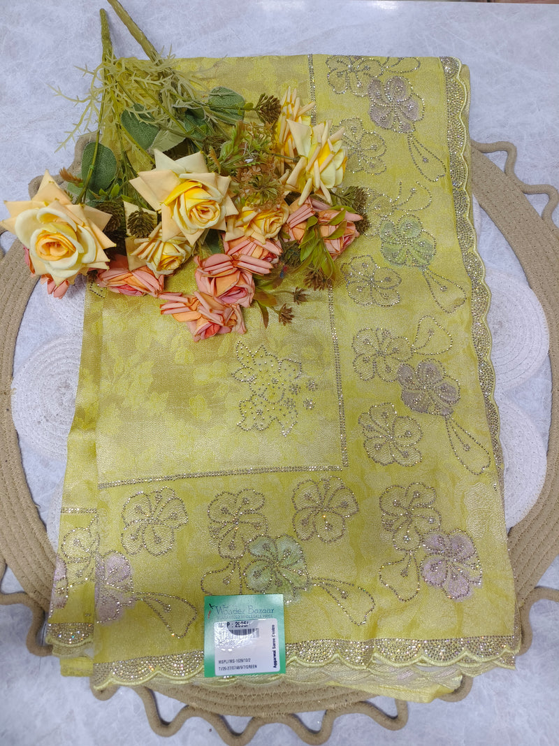Radiant Yellow Embellished Fancy Saree with Scalloped Border