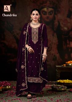 Elegant Wine Woolen Embroidered Salwar Suit with Dupatta
