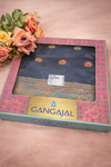Charcoal Grey Art Silk Saree with Multicolor Zari Weave & Traditional Motifs