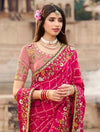 Opulent Rani Pink Embroidered Saree with Designer Blouse