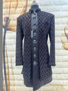 Regal Black & Silver Sequined Sherwani / Indo-Western Jodhpuri Suit for Men