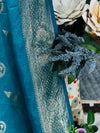 Vibrant Firozi Blue Art Silk Saree with Intricate Paisley Weaving