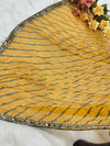 Radiant Yellow Leheriya Georgette Saree with Dazzling Mirror Work