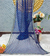 Sparkling Deep Blue Chiffon Saree with Leheriya Stripes & Embellished Border