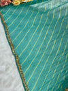 Chiffon Elegant Green Leheriya Saree with Golden Border