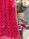 Vibrant Pink & Yellow Chiffon Leheriya Saree | Mirror Work Border