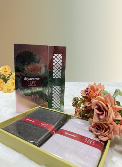 Siyaram's RAVE Men's Fabric Combo: Stylish Dark Grey & Pink Shirting Gift Pack