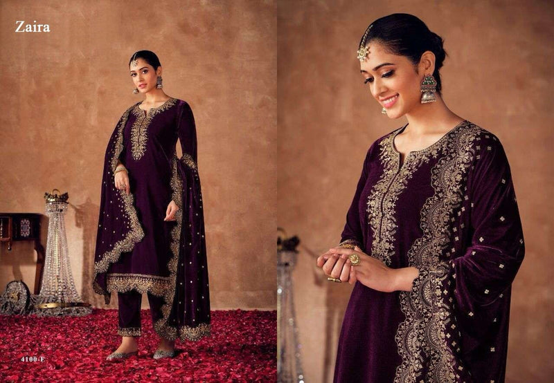 Opulent Wine Velvet Embroidered Salwar Suit Set