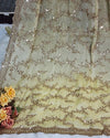 Shimmering Lemon Tissue Saree with Hand & Cut Work Sequin Embroidery