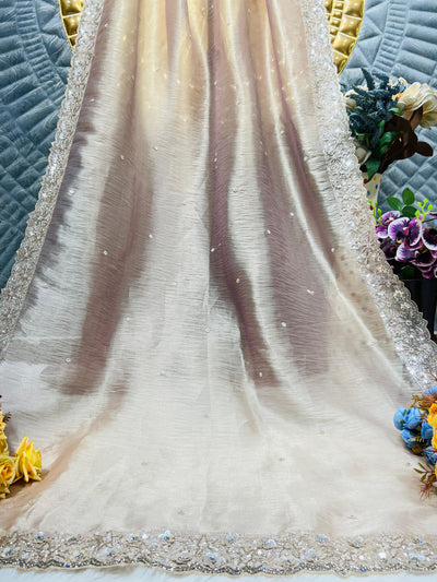 Elegant Lavender Embellished Saree with Scalloped Sequin Border