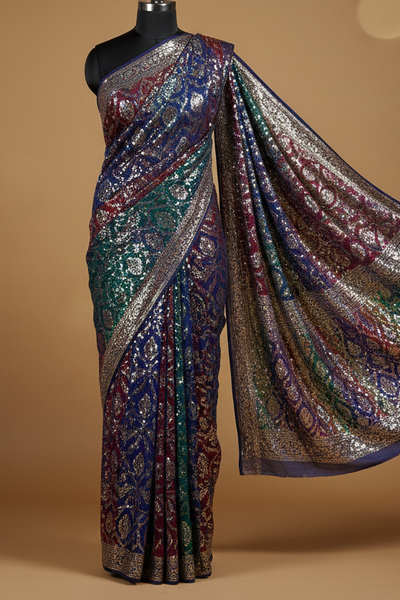 Drape and Sequin Saree - Wonder Bazaar