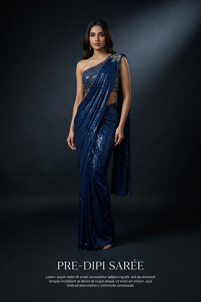 Drape and Sequin Saree - Wonder Bazaar