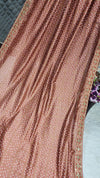 Regal Copper Rust Bandhani Saree with Zari & Sequin Embroidered Border