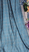 Elegant Teal Blue Bandhani Print Saree with Sequin Embroidered Border