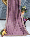 Elegant Plum Purple Faux Georgette Saree with Bandhani & Zari Work