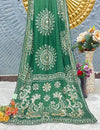 Elegant Emerald Green Bandhani Saree with Golden Zari Motifs