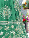 Elegant Emerald Green Bandhani Saree with Golden Zari Motifs