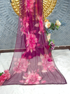 Enchanting Wine Magenta Georgette Saree with Floral Prints & Sequin Work