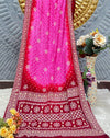 Vibrant Pink Maroon Bandhani Saree with Intricate Embroidery