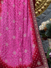 Vibrant Pink Maroon Bandhani Saree with Intricate Embroidery