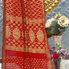 Radiant Red Bandhani Georgette Saree with Golden Zari Weave